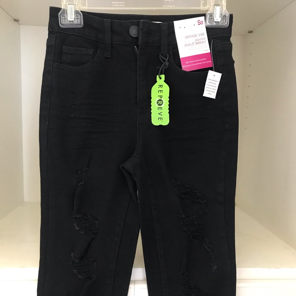 SO,VINTAGE VIBE HIGH RISE ANKLE SKINNY, Size 1/25w, black.